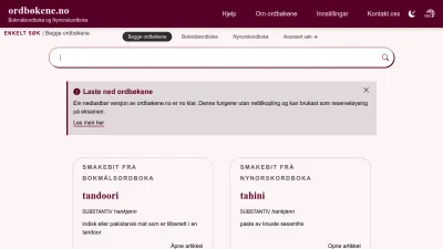 Screenshot preview of ordbokene.no