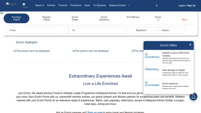 Screenshot preview of enrich.malaysiaairlines.com
