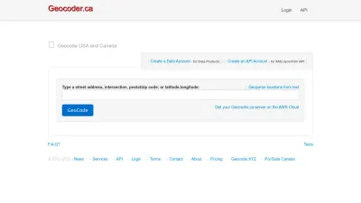 Screenshot preview of geocoder.ca