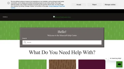 Screenshot preview of help.minecraft.net