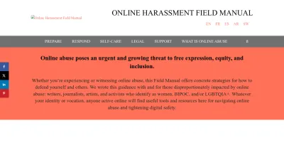 Screenshot preview of onlineharassmentfieldmanual.pen.org