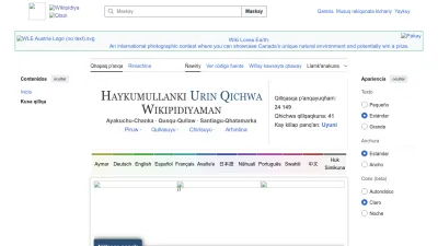 Screenshot preview of qu.wikipedia.org