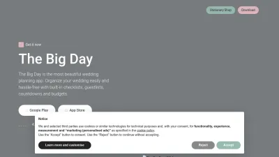 Screenshot preview of thebigday.app