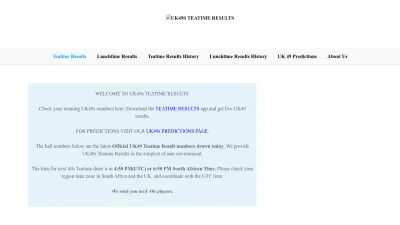 Screenshot preview of teatimeresults.info