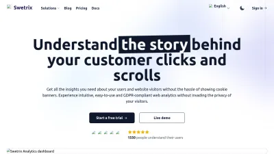 Screenshot preview of swetrix.com