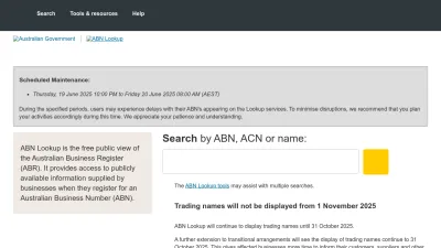Screenshot preview of abr.business.gov.au