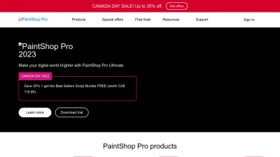 Screenshot preview of paintshoppro.com