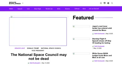 Screenshot preview of spaceexplored.com