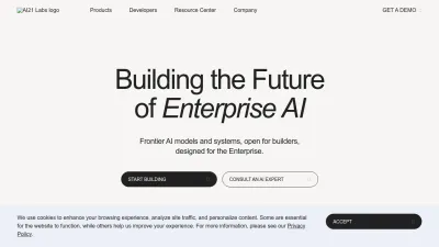 Screenshot preview of ai21.com