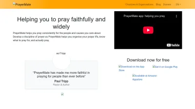 Screenshot preview of prayermate.net