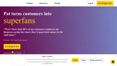 Screenshot preview of bonjoro.com