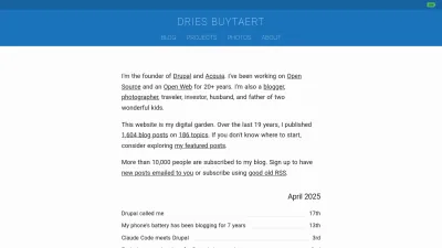 Screenshot of Dri.es