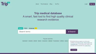 Screenshot preview of tripdatabase.com