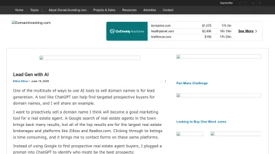 Screenshot preview of domaininvesting.com