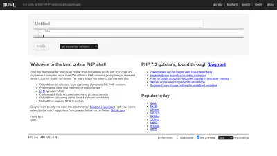 Screenshot preview of 3v4l.org