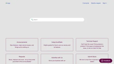 Screenshot preview of accuradio.zendesk.com