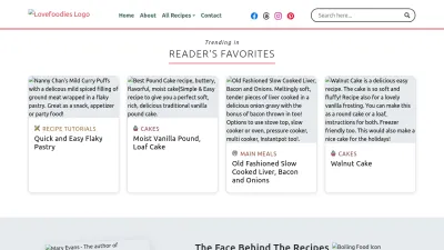 Screenshot preview of lovefoodies.com
