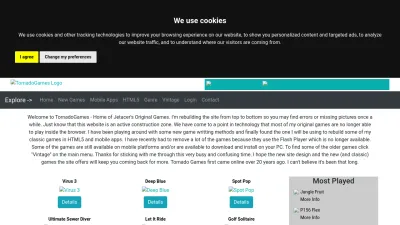 Screenshot preview of tornadogames.com
