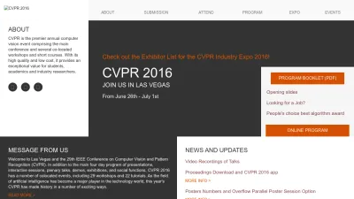 Screenshot preview of cvpr2016.thecvf.com