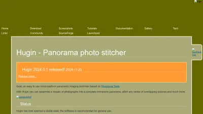 Screenshot of Hugin.sourceforge.io