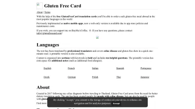 Screenshot preview of glutenfreecard.com