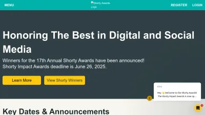 Screenshot preview of shortyawards.com