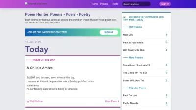 Screenshot preview of poemhunter.com
