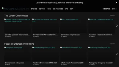 Screenshot preview of conferences.armchairmedical.tv