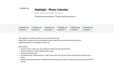 Screenshot preview of highlightapp.me