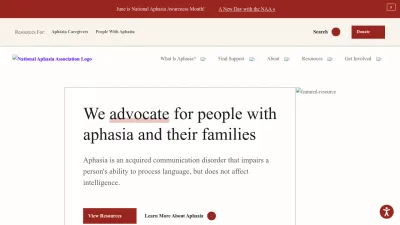 Screenshot preview of aphasia.org