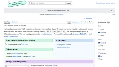 Screenshot preview of en.wikipedia.beta.wmflabs.org