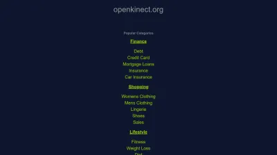 Screenshot preview of openkinect.org