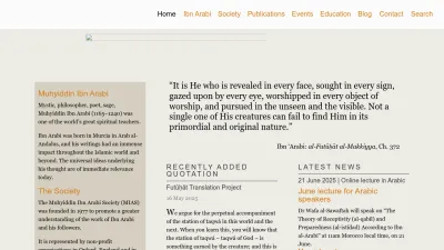 Screenshot preview of ibnarabisociety.org