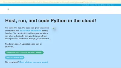 Screenshot preview of www.pythonanywhere.com