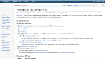 Screenshot preview of wiki.eprints.org