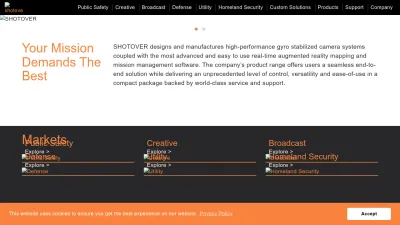 Screenshot preview of shotover.com