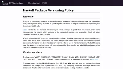 Screenshot preview of pvp.haskell.org