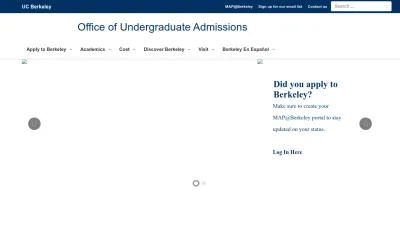 Screenshot preview of admissions.berkeley.edu