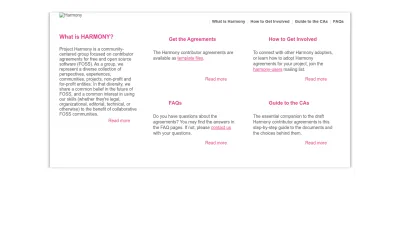 Screenshot preview of harmonyagreements.org