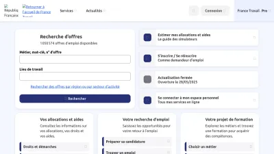 Screenshot of Francetravail.fr