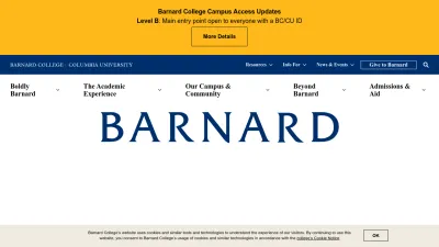 Screenshot preview of barnard.edu