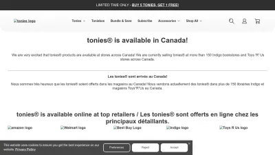 Screenshot preview of tonies.com