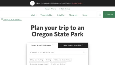 Screenshot of Stateparks.oregon.gov