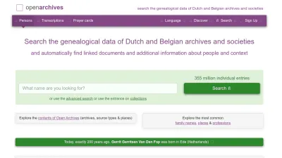 Screenshot preview of openarchieven.nl