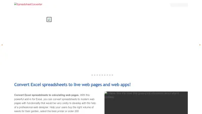 Screenshot preview of spreadsheetconverter.com
