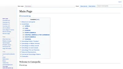 Screenshot preview of camopedia.org