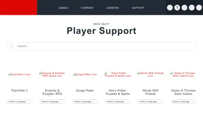Screenshot preview of support.zynga.com