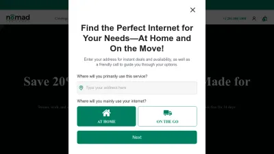 Screenshot preview of nomadinternet.com