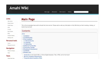 Screenshot preview of wiki.amahi.org
