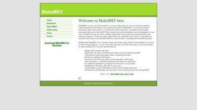Screenshot preview of makemkv.com